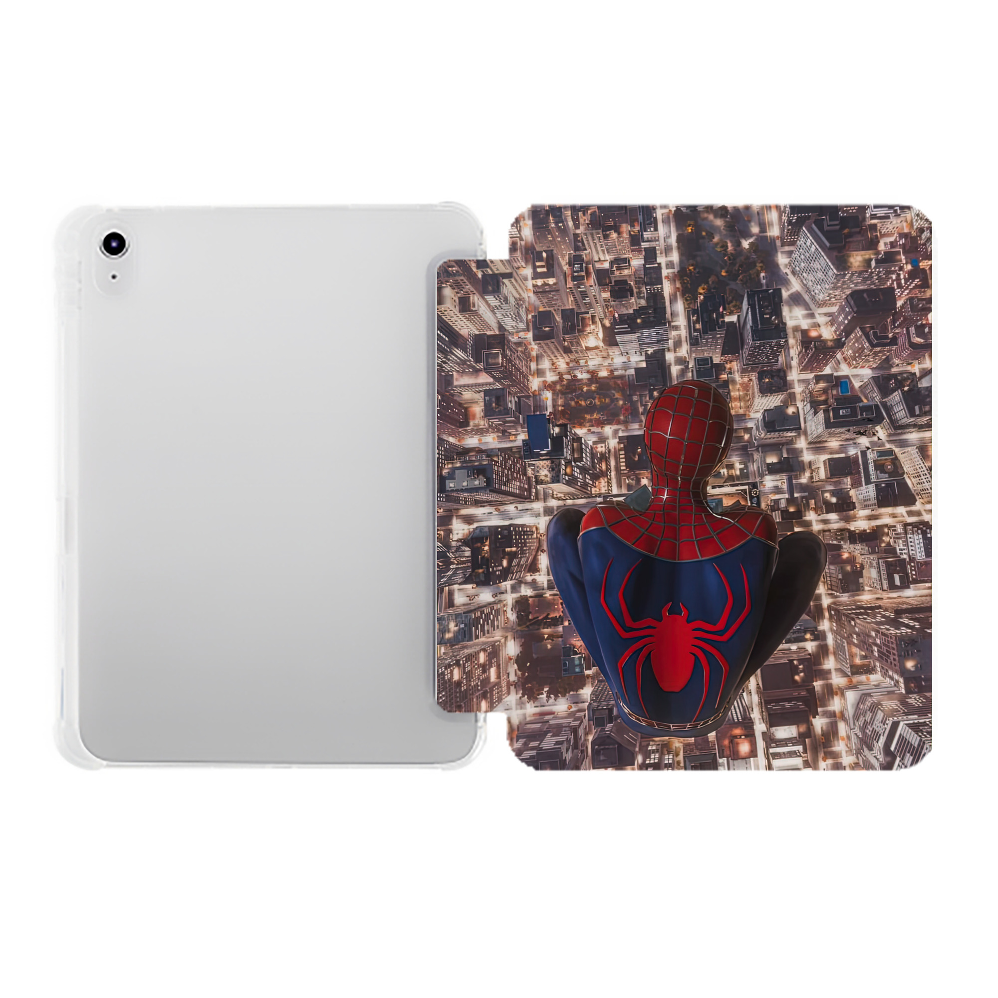 （画像用） Spider Man スパイダーマン IPad ケース ペン収納付き 三つ折りスタンド PUレザー×シリコン 対応機種9.5/10.5/10.9インチ